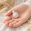 Bola de grossesse argenté motif fleur pendentif perle d'eau douce