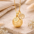 Bola de grossesse doré lisse médaille à graver arbre de vie strass