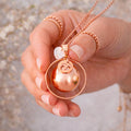 Bola de grossesse doré rose lisse breloque coeur nacre empreinte anneau