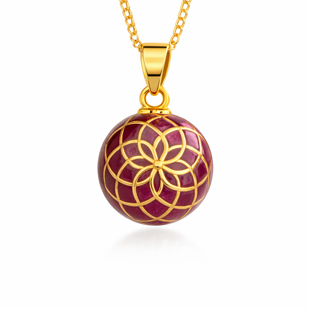 Bola de grossesse doré rouge avec motif mandala