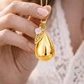 Bola de grossesse goutte doré lisse pendentif feuille et perle pierre de lune