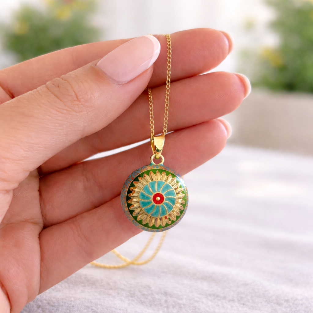 Bola de grossesse doré vert avec motif vintage