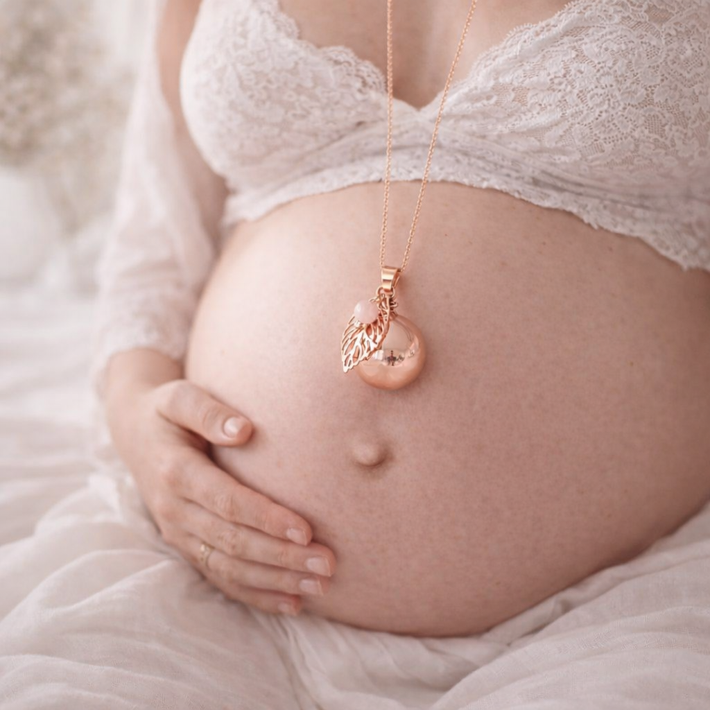 Bola de grossesse doré rose lisse breloque feuille perle quartz rose Bola de grossesse doré rose lisse breloque feuille perle quartz rose - Default Title | Creabibenval