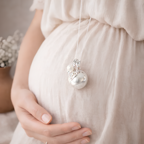 Bola de grossesse argenté lisse breloque feuille perle d'eau douce Bola de grossesse argenté lisse breloque feuille perle d'eau douce - Default Title | Creabibenval