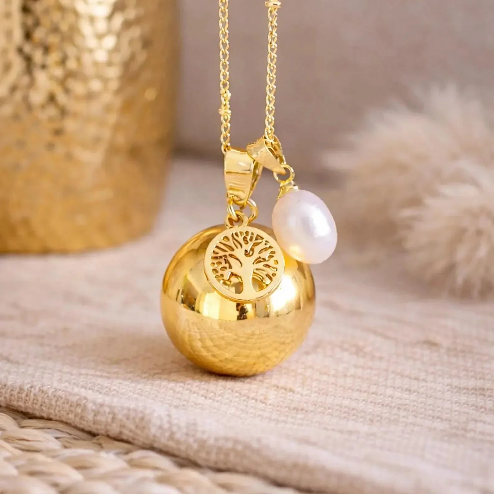 Bola de grossesse doré lisse breloque arbre de vie perle d'eau douce Bola de grossesse doré lisse breloque arbre de vie perle d'eau douce - Default Title | Creabibenval